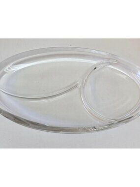 Clear Divided Glass Serving Platter Oval Dish 13x8" For Snacks & Appetizers